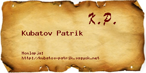 Kubatov Patrik névjegykártya